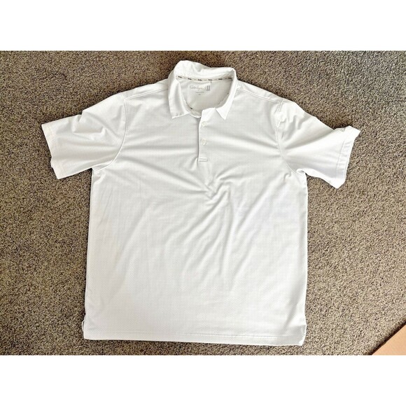 Walter Hagen Polo Shirt White Grey Fish scale Short Sleeve Golf Stretch Size XL - Picture 1 of 4